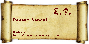Ravasz Vencel névjegykártya